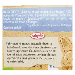 Babybio Desserts Lactés Pot Brassé au Lait de Chèvre Poire Figue +6m Bio 2 x 130g