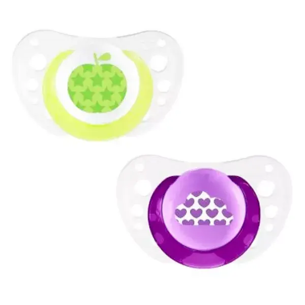 Chicco Physio Forma Air Silicone Pacifier +6m Apple Heart Set of 2 + Sterilisation Box
