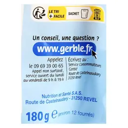 Gerblé Sans Sucres Ajoutés Biscuits Fourrés Noisettes et Cacao 180g