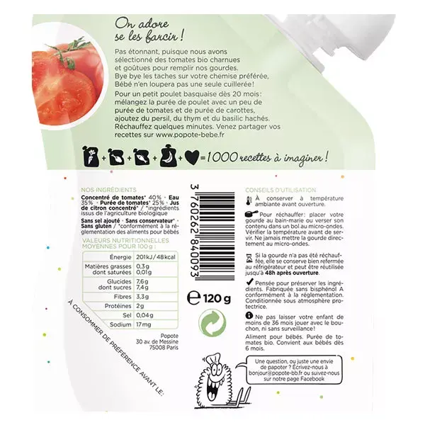 Potote Verduras Calabaza Tomate +6m Ecológico 120g