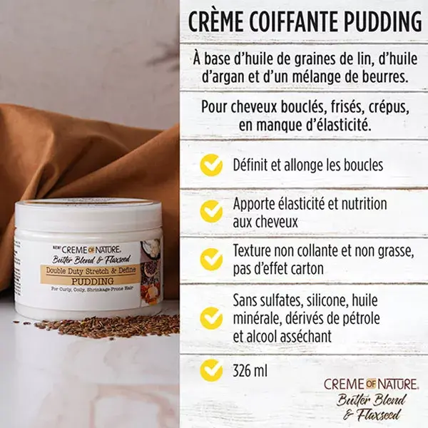 Creme of Nature Butter Blend & Flaxseed Crème Coiffante Pudding 326ml