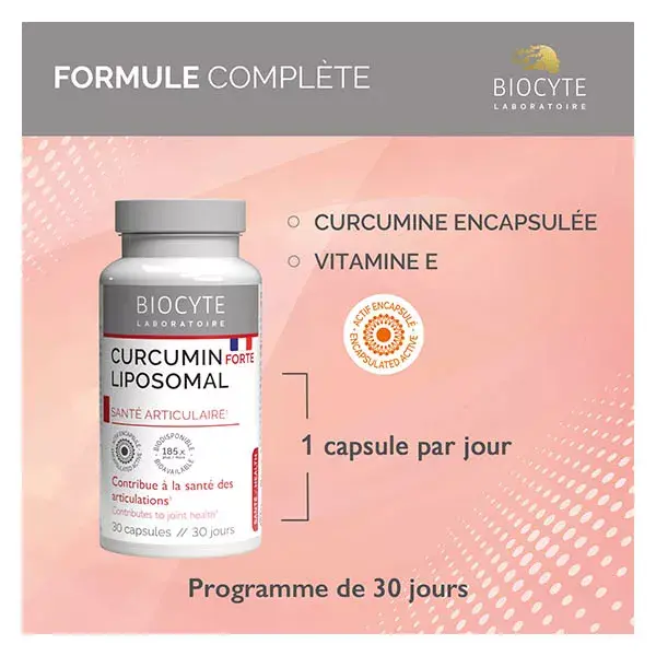 Biocyte Curcumin Forte X185 Liposomal Santé des Articulations 30 capsules