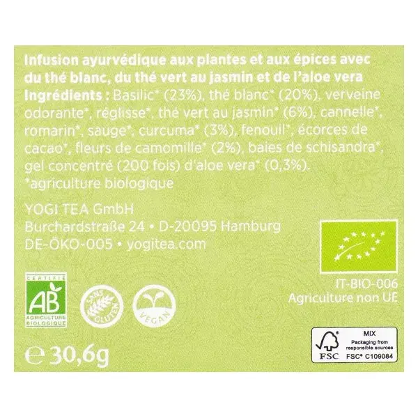 Yogi Tea Thé Blanc à l'Aloe Vera 17 sachets