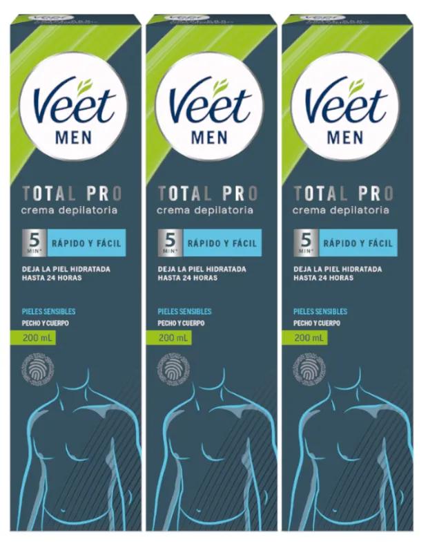 Veet Men Body Depilatory Cream for Men Sensitive Skin 3x200 ml