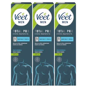 Veet Men Body Enthaarungscreme für Männer Empfindliche Haut 3x200 ml