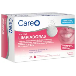 Care+ Tabletas Limpiadoras Prótesis y Férulas Dentales 30 uds