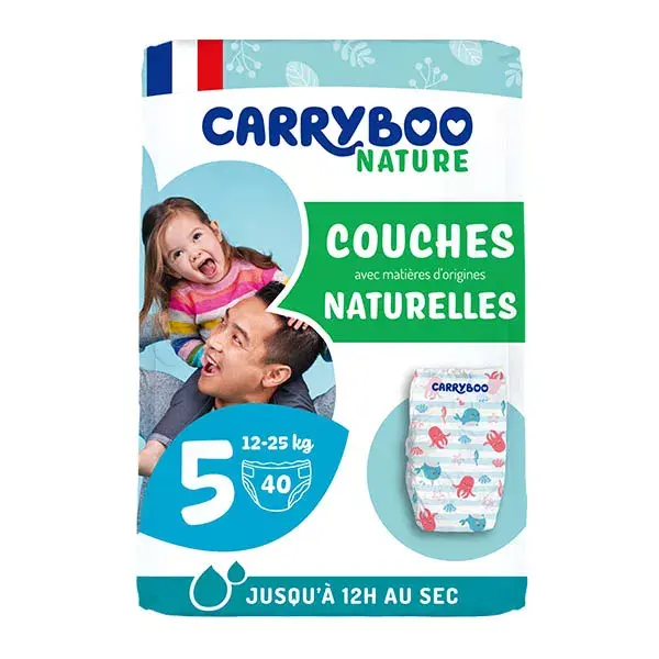 Carryboo Nature Pañales Naturales y Repollo Talla 5 (12-25kg), x40