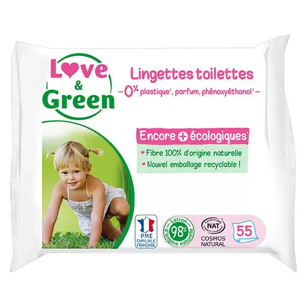 Love & Green Lingettes Toilettes 55 unités