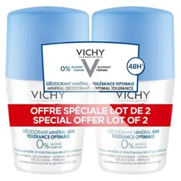 Vichy Déodorant Minéral Tolérance Optimale 48h Roll-On Lot de 2 x 50ml