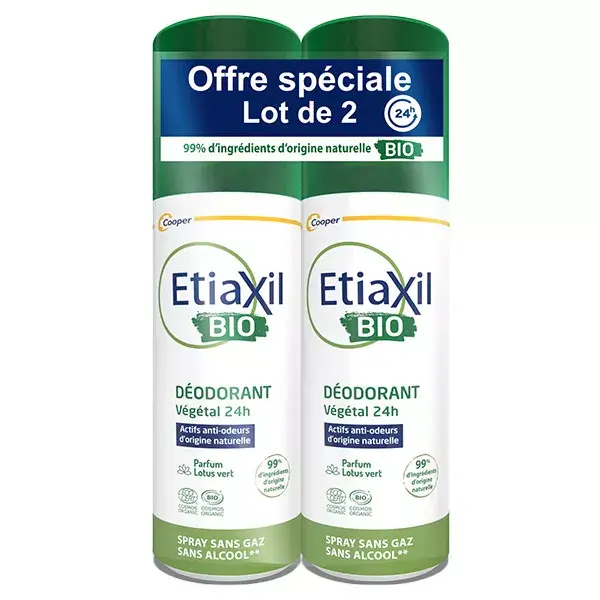 Etiaxil Déodorant Végétal 24h Spray Bio Lot de 2 x 100ml