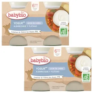 Babybio Yaourt Abricot Banane au Lait de Chèvre +6m 130 gr 2x2 unités
