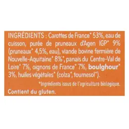 Babybio Repas Midi Pot Carotte Pruneau Boeuf +8m Bio 2 x 200g