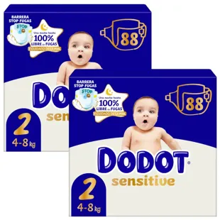 Dodot Sensitive Diapers Jumbo Pack T2 (4-8 Kg) 2x88 units