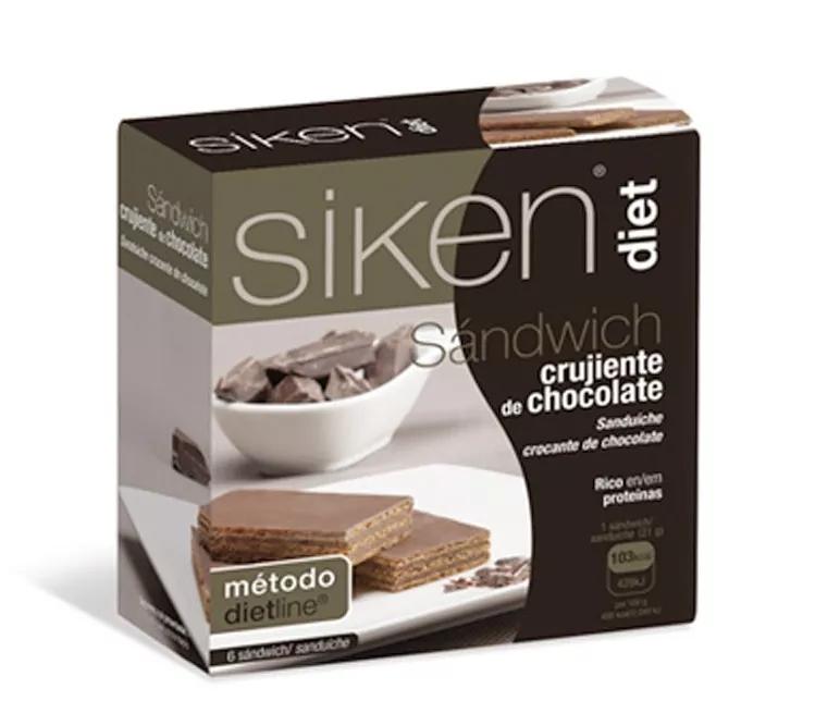 Siken Sandwich Crujiente de Chocolate 6 uds