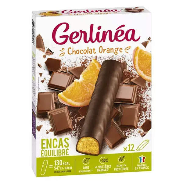 Gerlinéa Pause Gourmande Barre Chocolat Orange 12 unités