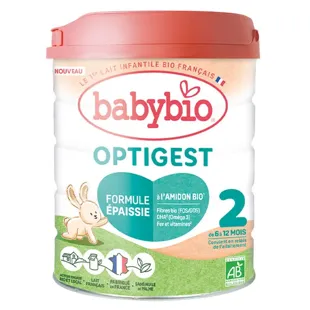 Babybio Optigest 2 - Latte in polvere addensato con amido - con latte vaccino francese - 800 g
