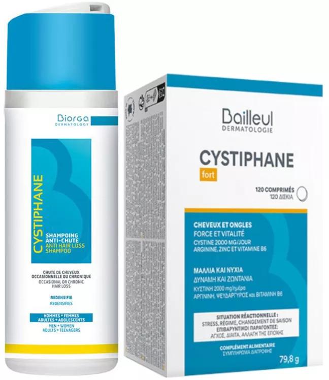 Biorga Cystiphane Forte Anti-Haarausfall-Packung 120 Tabletten + Shampoo 200 ml