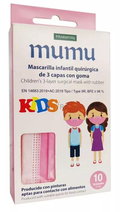 Mascarilla Quirúrgica Infantil Mumu Rosa 10 uds