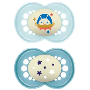 Mam Original Night Latex fopspeen +6m blauw 2 stuks