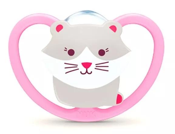 Fopspeen Space 6-18m Siliconen Nuk Roze Kitten