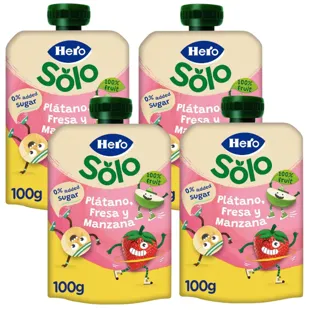 Hero Solo Banana, Strawberry and Apple Bag +6m 4x100 gr