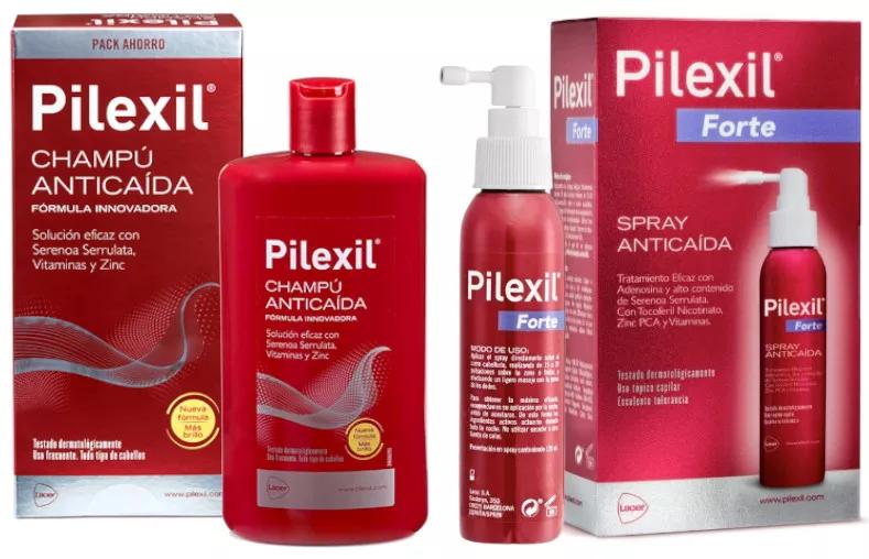 Pilexil Champú Anticaída 500 ml +  Pilexil Forte Spray Anticaída 120 ml