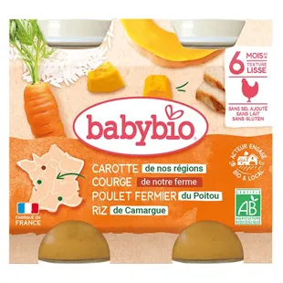 Babybio Menu du Jour Pots Carota Zucca Butternut Pollo Riso dai 6 mesi 2 x 200g