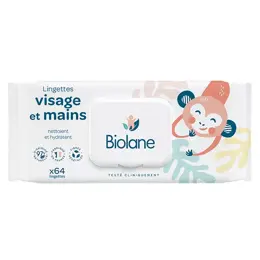 Biolane Bain & Toilette Lingette Visage et Mains 64 unités