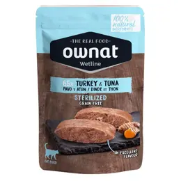 Ownat Grain Free Aliments Humides Chat Stérilisé 65% Dinde et Thon Sachet 85gr