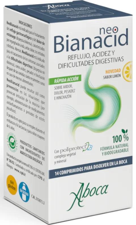 Aboca NeoBianacid Zuurgraad, Reflux, Spijsverteringsproblemen Citroensmaak 14 Tabletten