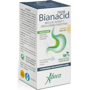 Aboca NeoBianacid Acidity, Reflux, Digestive Difficulties Lemon Flavor 14 Tablets