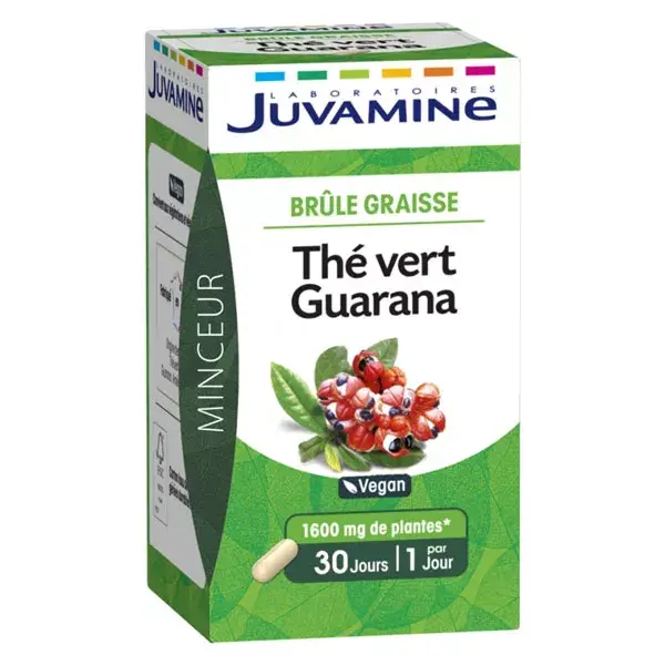 Juvamine Té Verde Guaraná 1600mg Quemagrasas 30 comprimidos vegetales