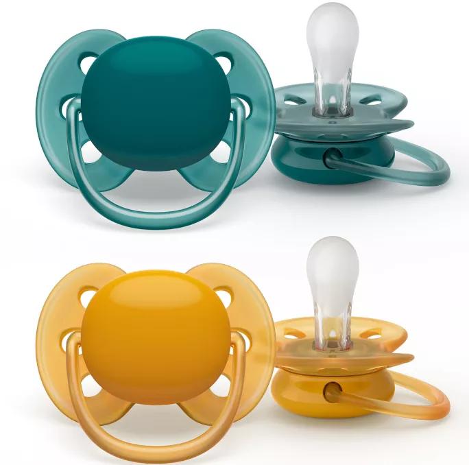 Avent Ultra Soft Fopspenen 6-18m 2 stuks Groen en Oranje