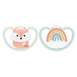 Nuk Sucette Physiologique Silicone +0m Renard Arc-en-Ciel Lot de 2