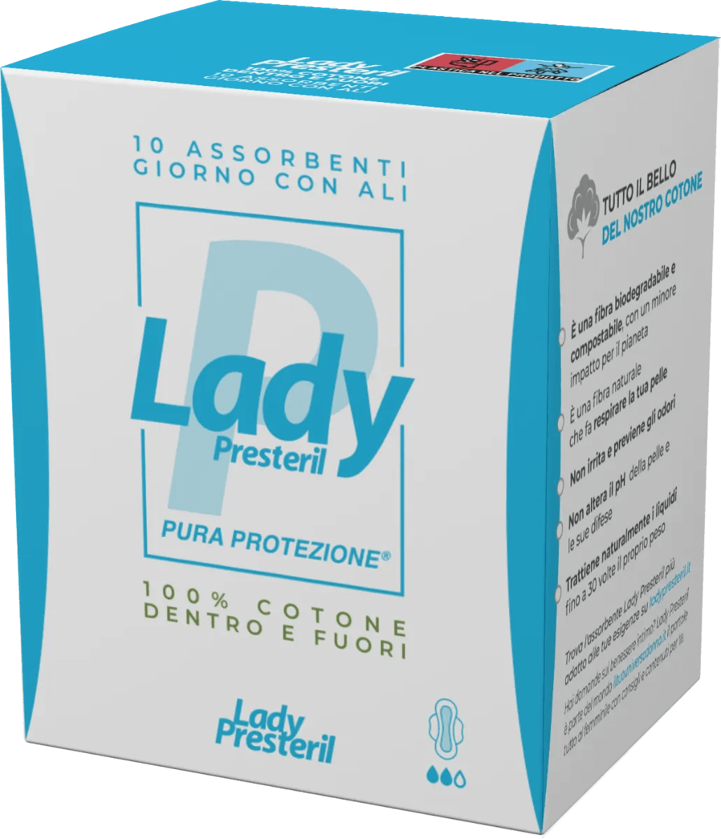 Presteril Lady Cotton Giorno Assorbenti Con Ali 10 Pezzi