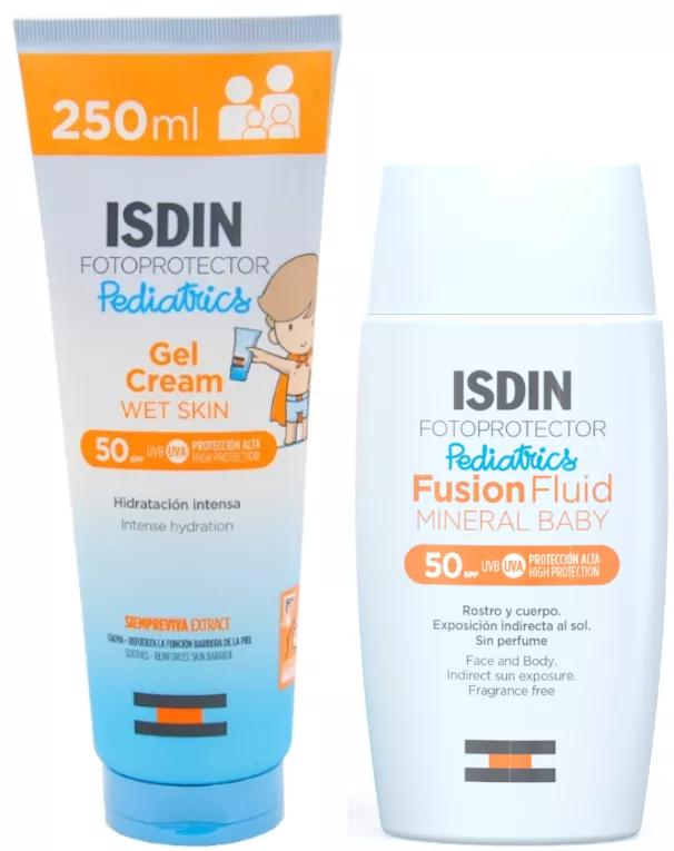 Isdin Pediatrics Crema Gel SPF50+ 250 ml + Fluido Mineral Baby Fusion SPF50 50 ml