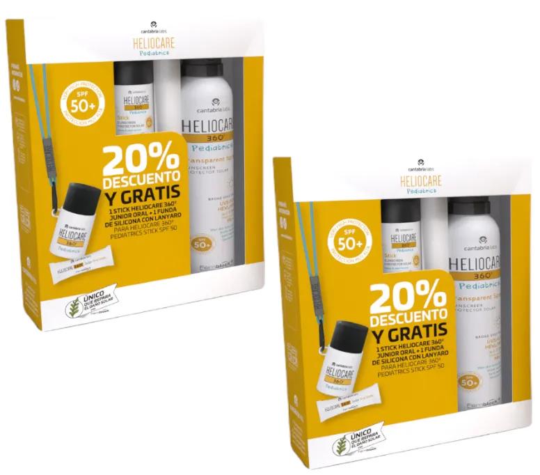 Heliocare 360 Pädiatrie-Spray SPF50+ 200 ml + Stick SPF50+ 25 gr + 1 Oral Stick 2 Einheiten