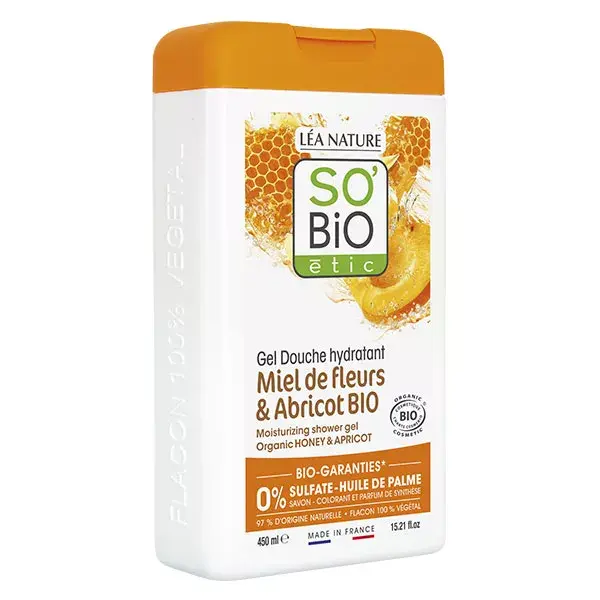 So'Bio Étic Douche Gel Hydratant Miel de Fleurs et Abricot Bio 450ml