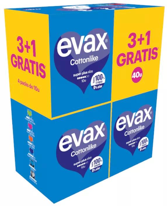 Evax Cottonlike Compress Super Plus Asas 4x10 uds