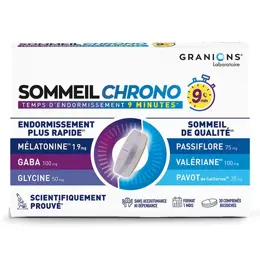 GRANIONS SOMMEIL CHRONO 9 MIN - Mélatonine 1,9 mg, Valériane, Passiflore, GABA