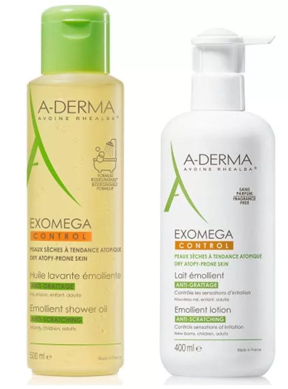 A-Derma Exomega Emollient Milk 400 ml + Shower Oil 500 ml