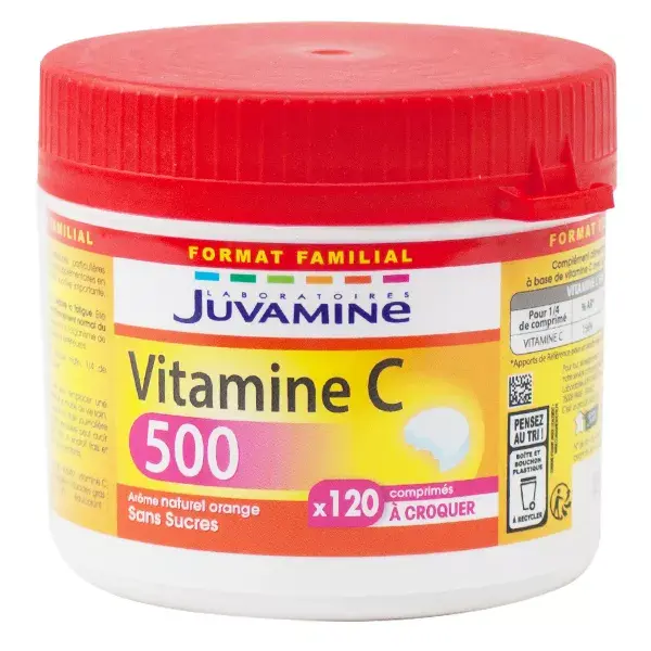 Juvamine Vitamine C 500 Format Familial 120 comprimés à croquer
