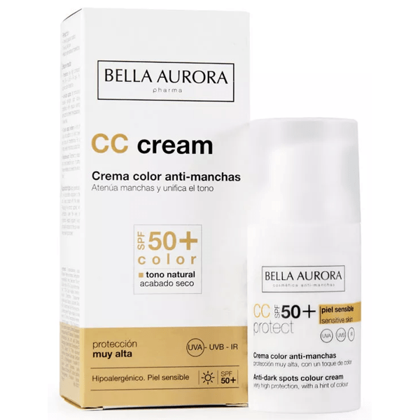 Bella Aurora Farbcreme gegen dunkle Flecken SPF50+ CC für empfindliche Haut, 30 ml