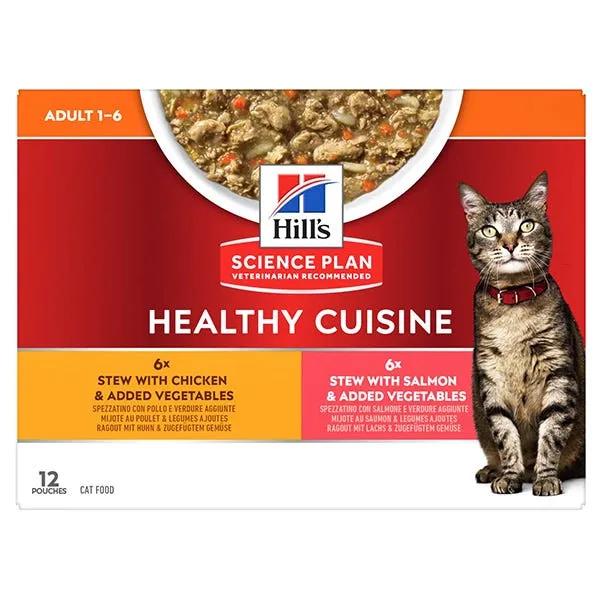 Hill's Science Plan Healthy Cuisine Multipack Umido Gatto Gusti Assortiti Pollo/Salmone Bustine 12X80Gr