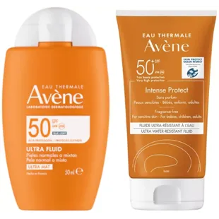 Avène Solar Invisible Fluid Ultra Mat SPF50+ 50 ml + Intense Protect SPF50+ 150 ml
