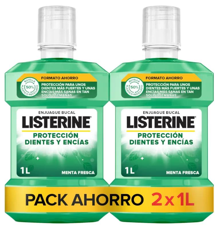 Listerine Bain de Bouche Protection Dents et Gencives Menthe Fraîche 2x1000 ml