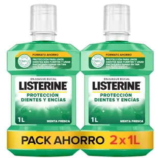 Listerine Bain de Bouche Protection Dents et Gencives Menthe Fraîche 2x1000 ml