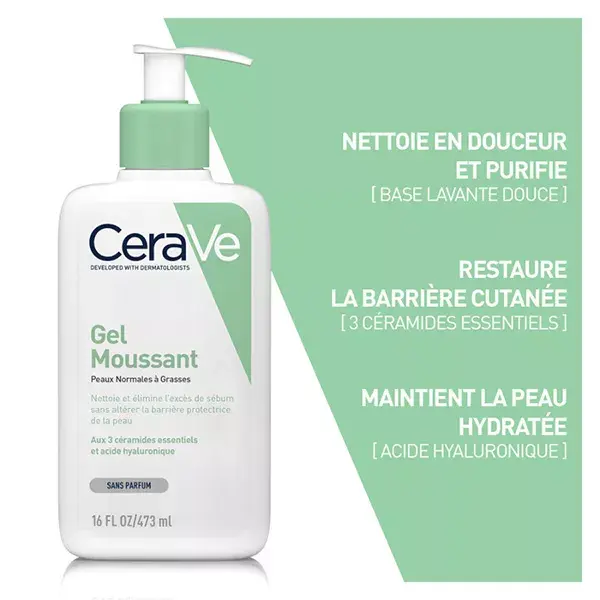 CeraVe Nettoyants Gel Moussant Peaux Normales à Grasses 2x473ml 