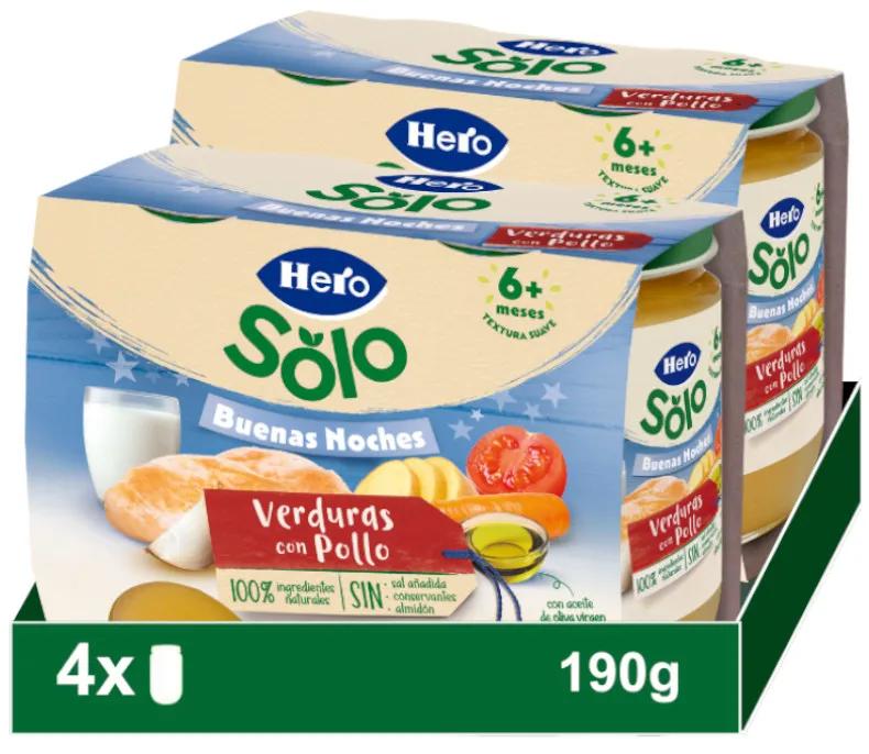 Hero Baby Jars Gute Nacht Gemüse mit Huhn +6m 4x190 gr