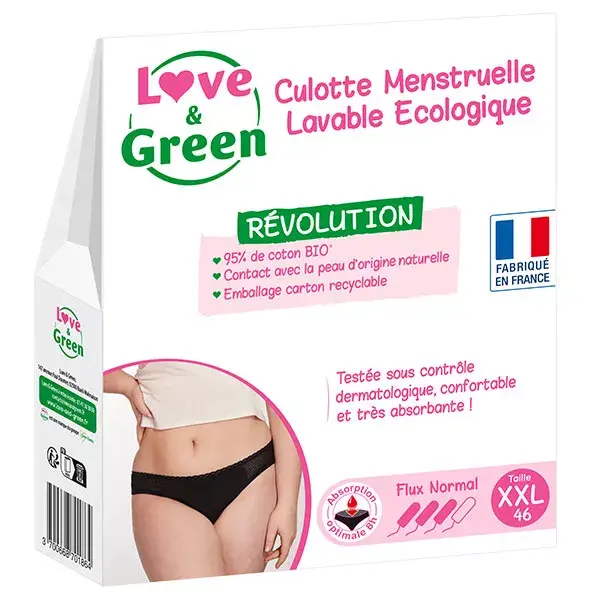 Love & Green Culotte Menstruelle Lavable Ecologique Taille 46 Flux Normal